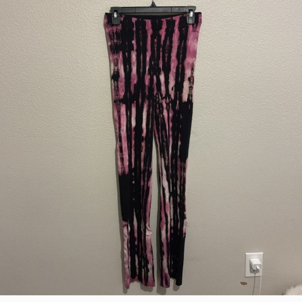 Cotton Citizen Pink and Black Tie-Dye Flare Pants